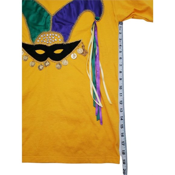 Clodia Dee Mardi Gras Shirt w/ Jester Jewels Fringe Bling XL Women's - Picture 5 of 7